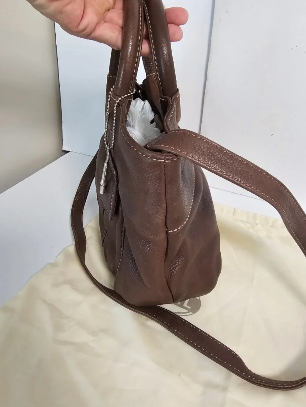Fossil Bag Brown Leather Shoulder Y2K Classic Casual 75082